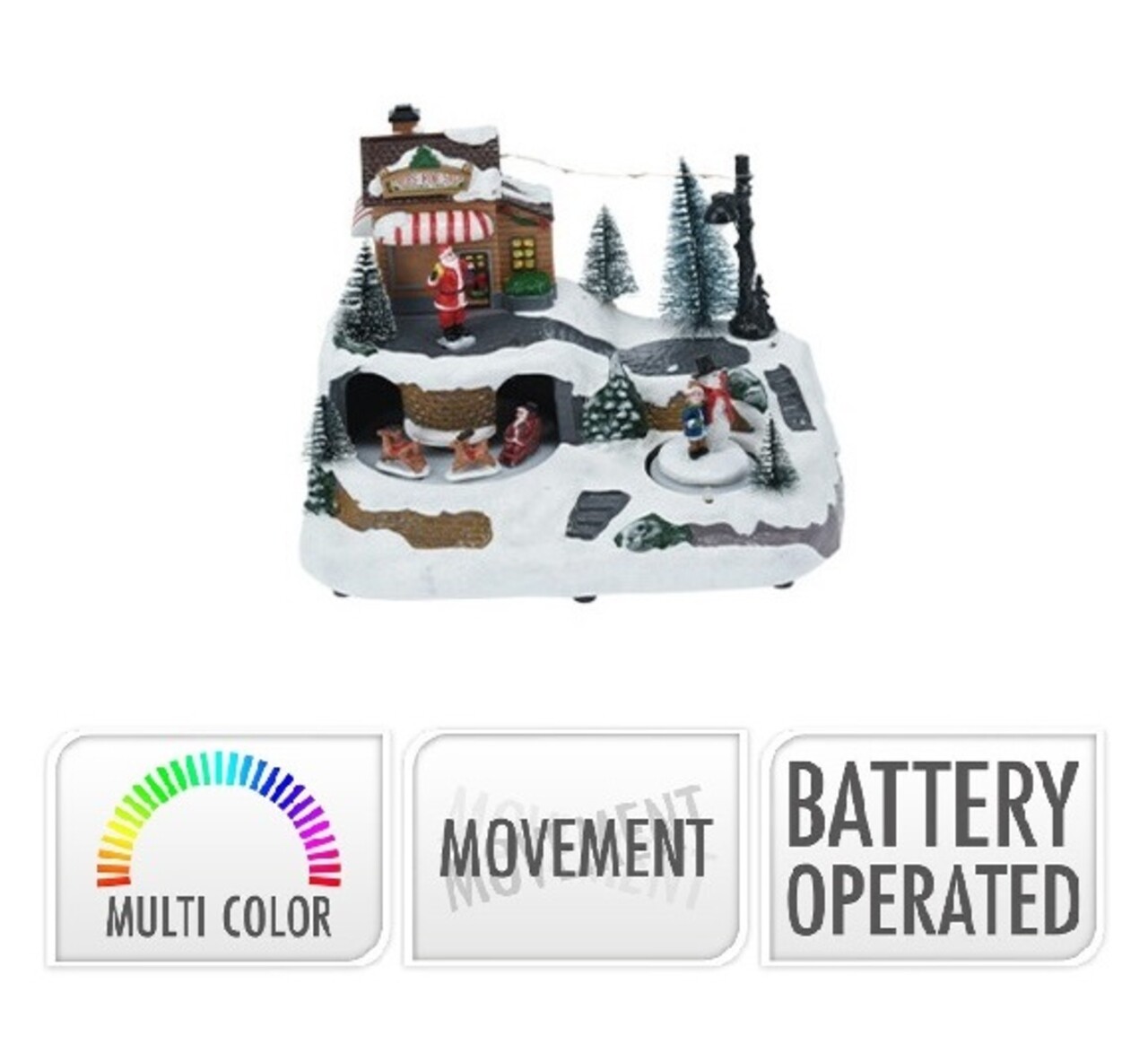 Decoratiune cu functie de miscare si lumini Winter Scene Snowman w child v1, 23.5x16x17 cm, cu baterii - imagine 4